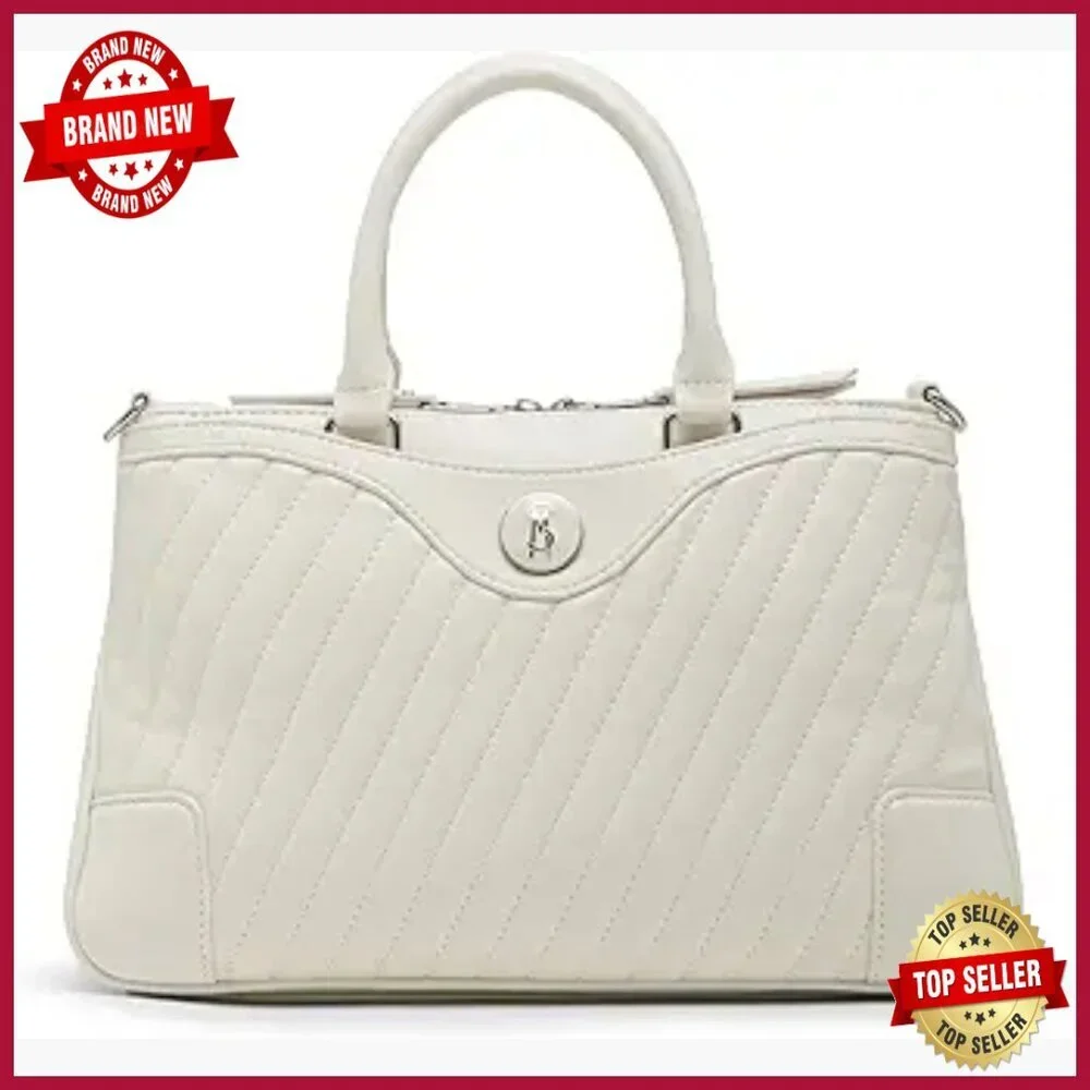 Diagonal Quilted Satchel with Removable Crossbody Strap and Top Handle